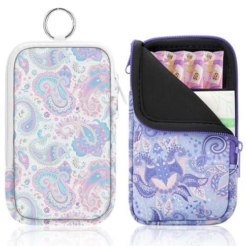 Image of KJQJLY 2 Pack Portable Tampon Organizer Bag Tampon Holder & Storage Case with Zipper for Travel, Discreet Period Bag for Purse, Waterproof Feminine Products Pouch for Women (Paisley)