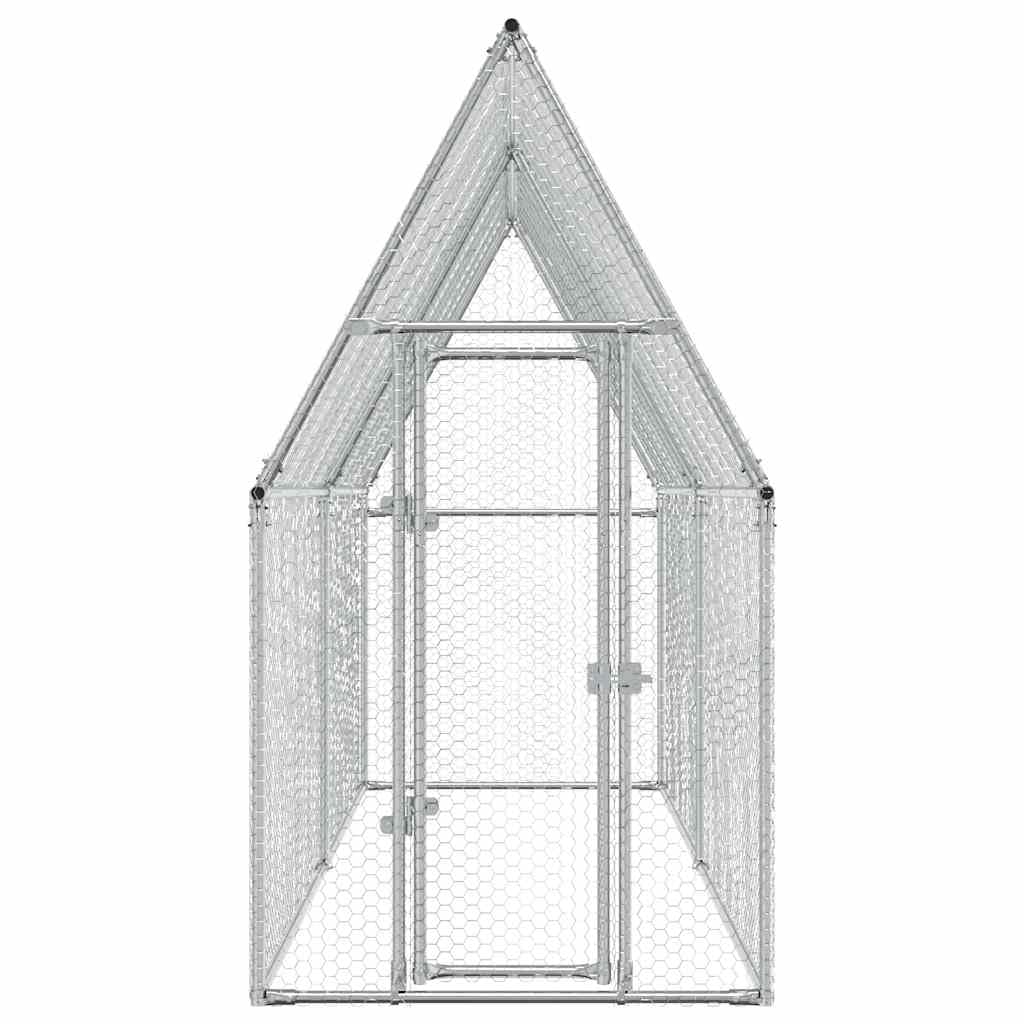 vidaXL Hühnerkäfig, Hühnerstall, Freigehege für Hühner Kleintiere, Hühnerhaus, Silbern Verzinkter Stahl