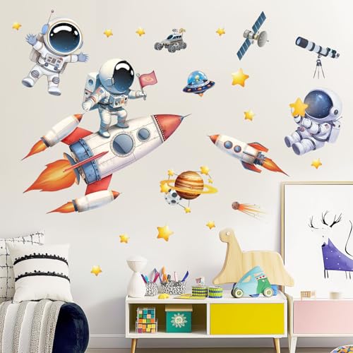 Astronaut Wall Decals Removable Peel and Stick Window Clings 2-Sheet
