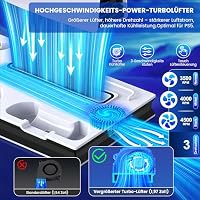 PS5 Ständer für PS5 Pro/PS5/PS5 Slim–PS 5 Kühlstation,Duale PS5-Controller-Ladestation,Turbofan-Kühlung,3-stufiger Lüfter,Headset-Halterung/Fernbedienungsfach/4 Lade-Dongles/3 USB-Ports, PS5-Zubehör – Ansicht 3