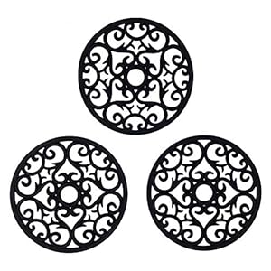 Makerstep Silicone Trivet Mat 3 Set in Heart Design Trivets. Hot Pan Holder Hot Pads for Countertop & Table. Non Slip, Serving Dishes Plates. Dishwasher Safe, Heat Resistant Kitchen Gadgets, Black Makerstep Silicone Trivet Mat 3 Set in Heart Design Trivets Hot Pan Holder Hot Pads for Countertop Table Non Slip Serving Dishes Plates Dishwasher Safe Heat Resistant Kitchen Gadgets Black