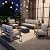 FUARTIO 5 Pieces Aluminum Patio Furniture Set, Outdoor Conversation Sets with High Backrest Sofa and Fire Pit Table for Garden and Backyard