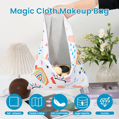 Image of Self-Adhesive Magic Cloth Portable lazy Makeup Bag Cosmetic Pouch Widely Used for Camera Lens Wrap,Protective Cover Laptop Sleeve,Folding,Washable(13.8 inch X 13.8 inchRainbow)