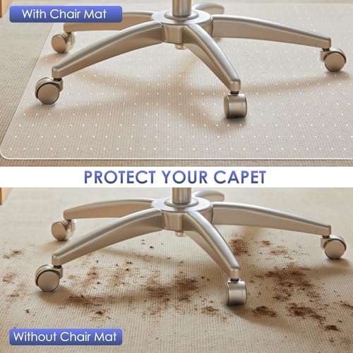 Image of Kuyal Office Chair Mat for Carpet, Clear Heavy Duty Computer Chair Mat | 36''x48'', Under Desk Protector Carpeted Floors Mat, Easy Chair Movement,Ship Flat