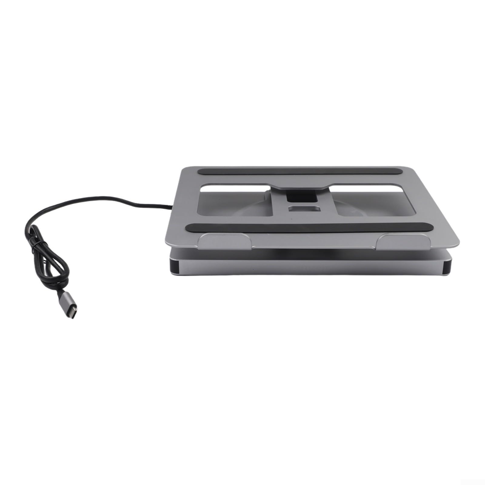 Stand per Notebook Ergonomico con Docking Station 4K, Supporto PC Portatile in Lega di Alluminio, Design Girevole e Ventilato per MacBook per dell per hp