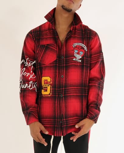 Image of SCREENSHOT Shacket 3202 Mens Casual Plaid Flannel Shacket Shirt Jacket Button Down Long Sleeve