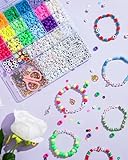 zenmag Friendship Bracelet Making Kit, Clay Beads and Pony Beads for Bracelet Making, Jewellery Making Kit with Letter and Charms, DIY Kit Gifts - Image 7