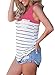 FARYSAYS Women's Casual Color Block Striped Racerback Cami Tank Tops,Rosy,(US 16-18)XL