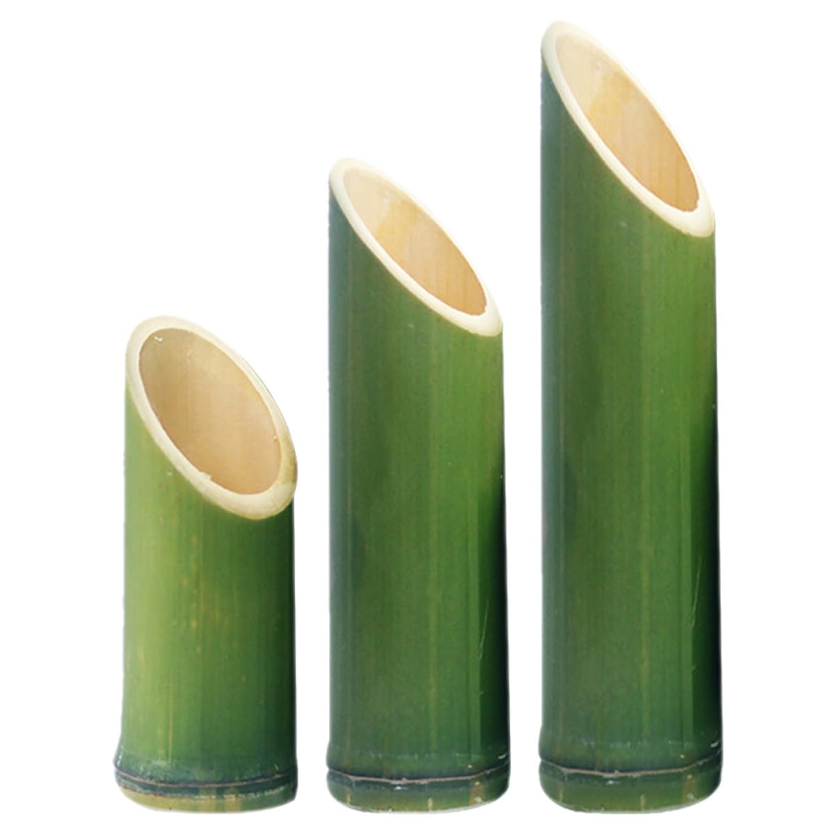 Vases en bambou vert de forme tube au design décoratif et polyvalent