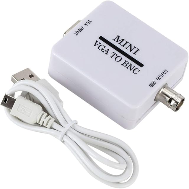 Queen.Y Mini HD VGA to BNC Video Converter 1080P VGA to BNC Output Surveillance Video Converter Adapter or DVR DVD Player Support PAL NTSC, for Video Conferencing Home Computer Image Conversion