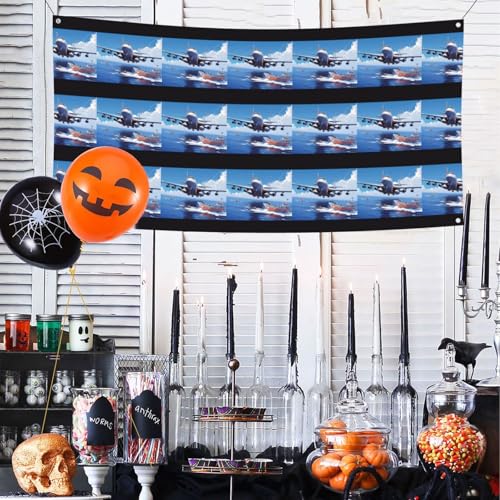 MINDBBDFJ America Warplane Ocean Print Banners And Signs For Outdoor/Indoor,Personalized Banner Customizable Parties Halloween Banner (180x90cm)2