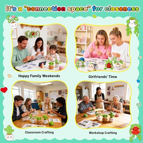 Image of Joyclub Crochet Kit for Beginners 6 Fake Plants with Video for Adults