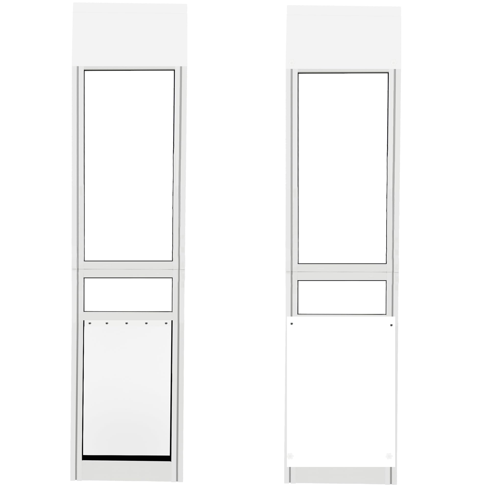 XLarge Dog Door for Sliding Glass Doors, Adjustable 75.39"-81.3" Slider Height, Extra Large Dog Door for Sliding Door, All-Metal Framed & Tempered Glass Lockable Panel Can Slide Up and Down