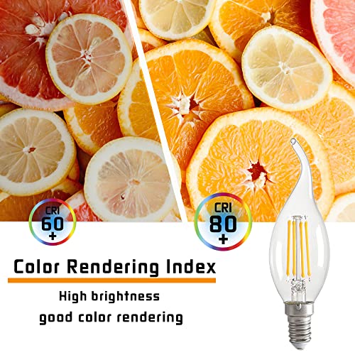 Geminilite Dimmable E12 Candelabra Bulb 60 Watt Equivalent, 2700K Warm White Chanderlier Light Bulbs Flame Tip, E12 5W 500Lm Ca11 Candle Light Bulbs, 8 Pack #TOP4