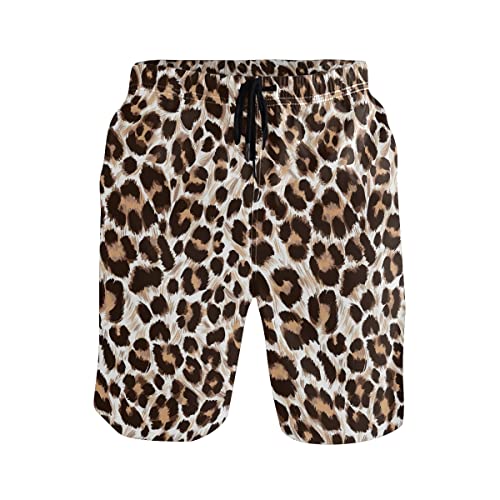 パンツ NOAH Leopard Swim Trunks Noah - Straight-Leg Mid-Length Leopard-Print Swim Shorts - Brown