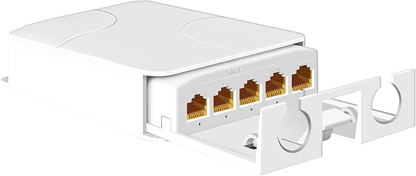 Outdoor Waterproof PoE Gigabit Extender, 1 in 4 Out PoE Repeater with 1000Mbps, Power in 90W and Power Out 90W-IEEE802.3af/at Extend Additional 100m330ft, Plug & Play