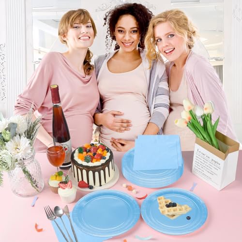 16 Stück Hellblau Pappteller,23CM Rund Teller Einwegteller Hellblau Einmalteller Einweg Geschirr,9inch Partyteller Einmalgeschirr Tisch Dekorationen Partygeschirr für Hochzeit Garten Geburtstag Party