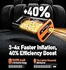 Sockspree Tire Inflator Portable Air Compressor 5 in 1 Cordless Smart Pump with Tire Pressure Gauge 150PSI and LED Lights for Cars Bikes Motorcycle Balls Custom Mode Inflatables Orange Black #2