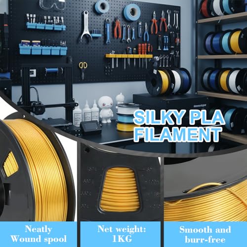 Image of LOVOON Silk Gold PLA Filament 1KG, Neatly Wound 1.75mm 3D Printer Filament Dimensional Accuracy + /- 0.02mm, 1kg Carboard Spool (2.2lbs) Fits for Most FDM 3D Printers