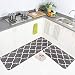 Carvapet 2 Pieces Microfiber Moroccan Trellis Non-Slip Soft Kitchen Mat Bath Rug Doormat Runner Carpet Set, 20"x63"+20"x31", Grey