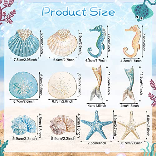 48 Pcs Summer Ocean Themed Decor Seashell Seahorse Hanging Ornaments Nautical Sea Animal Decor Tree Ornaments With Ropes Coastal Christmas Tree Ornaments For Home Weeding Birthday Party Decorations #TOP1