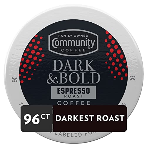 Image of Community Coffee Dark & Bold Espresso Roast 96 Count Coffee Pods, Compatible with Keurig 2.0 K-Cup Brewers, 24 count (Pack of 4)