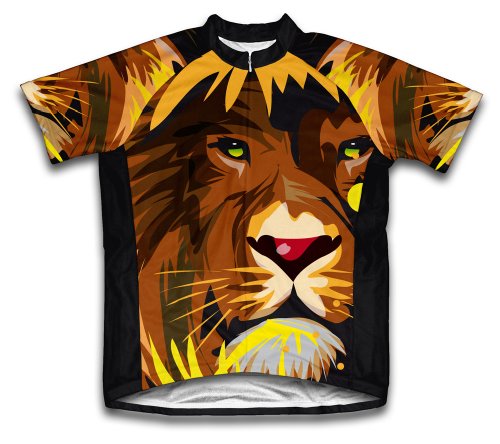 ScudoPro Lion Abstract Short Sleeve Cycling Jersey for Youth - Size M Black