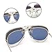 JIM HALO Retro Clip on Aviator Sunglasses Polarized Flip up Lenses Driving Eyeglasses Men (Silver/Polarized Grey)