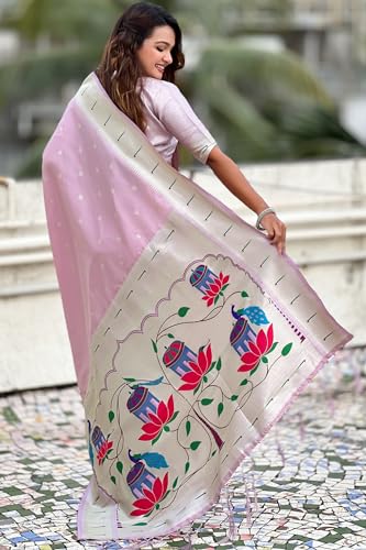 Image of SGF11 Women's Paithani Soft Lichi Silk Kanjivaram Sarees With Blouse Piece