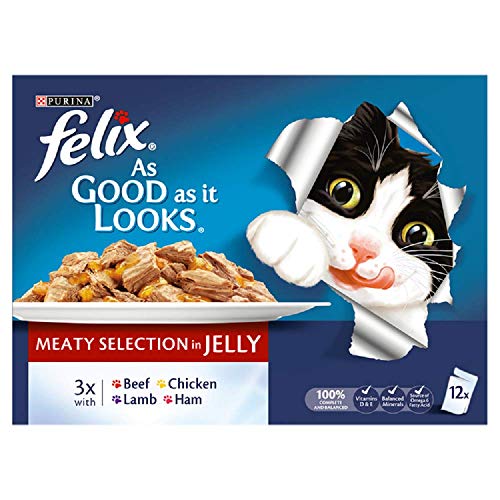 Felix As Good As It Looks Wet Cat Food, Meaty Selection in Jelly, 12 x 100g