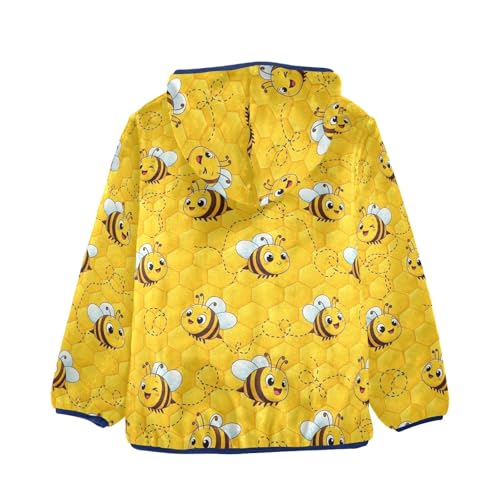 CHIFIGNO Cute Bees Yellow Boy Polar Fleece Lined Fleece Jacket, Fleece Jacket Kids with Hooded 3T2