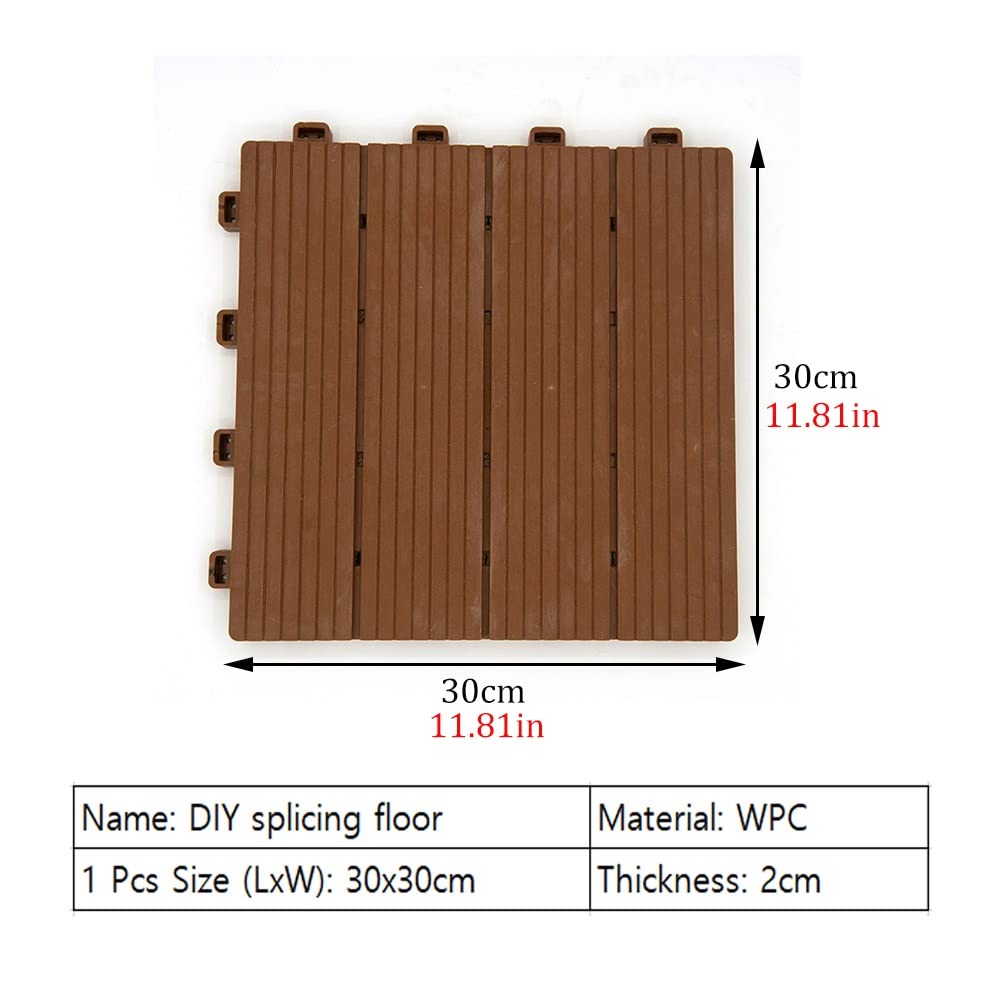 Baldosas de Madera Piso Antideslizante De Plástico De Madera para Exteriores, Baldosas De Cubierta De Patio De Balcón Entrelazadas DIY, Resistente Al Agua para Todo Clima, Fácil De Colocar