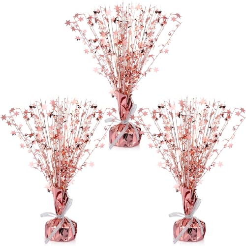 Image of Crowye 3 Pieces Metallic Foil Spray Centerpiece Birthday Table Decoration Star Burst Centerpieces Graduation Table Decor for Birthday 2026 Party Holiday(Rose Gold)