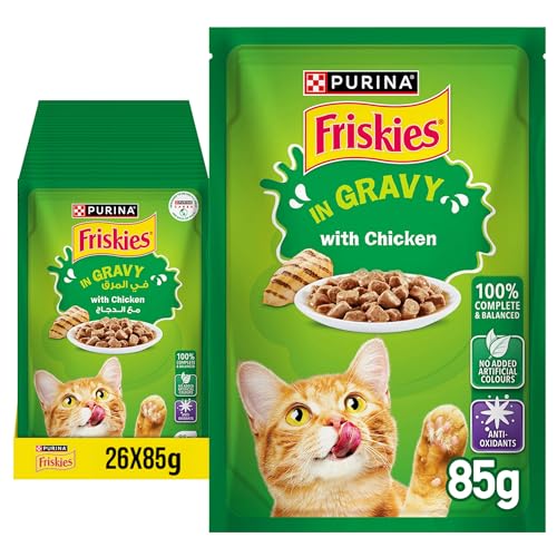 Purina Friskies Chicken Chunks in Gravy Wet Cat Food Pouch (85g x 26)
