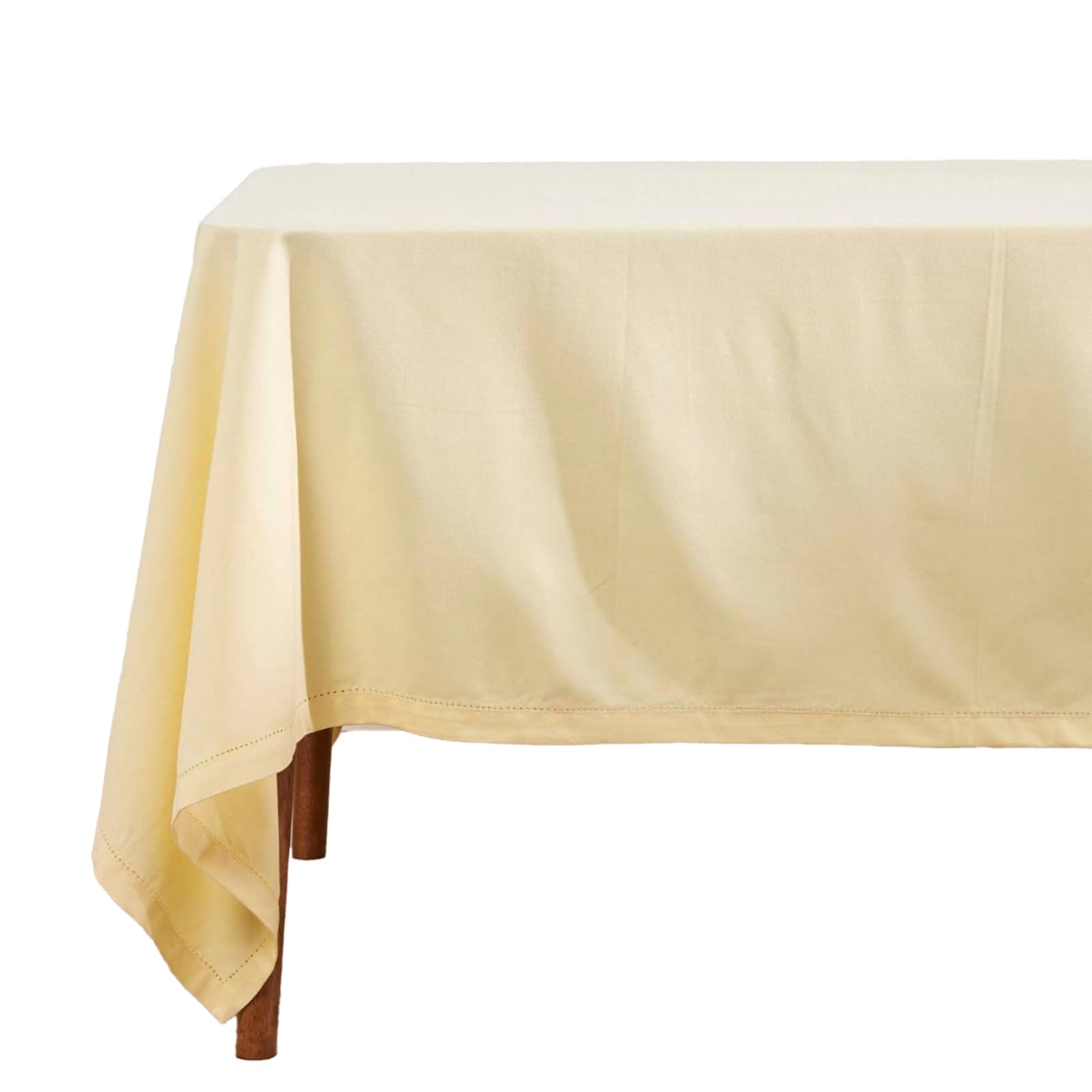 HOMESCAPES Cream Table Cloth, Plain Cotton Tablecloth, Extra Large Rectangular, Handcrafted & Durable Dining Table Cover with Hem Stitch, Hypoallergenic, Washable, 178 x 300cm