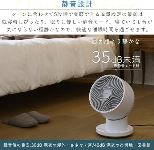 [山善] 洗える サーキュレーター 静音 18畳 上下左右自動首振り タイマー付き 風量5段階調節 リモコン付き お手入れ簡単 ホワイトグレー YAR-BFVW181(WH)