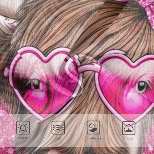 Cute Highland Cow Pink Glasses Little Girl Panties Girls Underwear Toddlers Cotton Animal Briefs Underpants 2t3