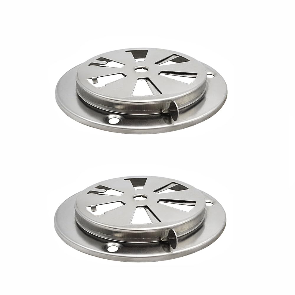 2 PCS 304 Stainless Steel BBQ Smoker Air Vent, 95mm (3.74") Adjustable Anti-Rust Metal Exhaust Valve, Universal Smoker Damper Replacement, Heat Resistant Hardware Fixings for Kettle Barbecue Ovens