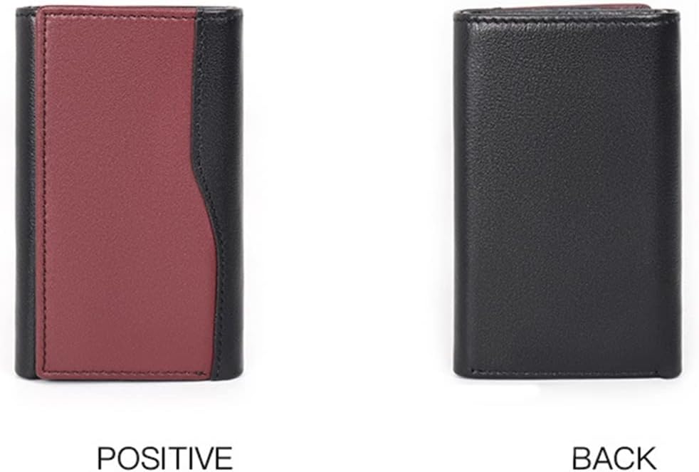 Men's Leather Key Case Built-in Wallet Slot Card Slot Contrast Colorblock Multifunctional Key Case (D 11.4 * 7.2 * 2.3 cm)