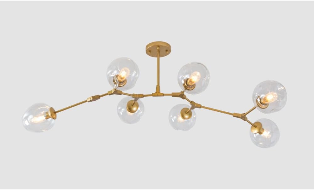 Modern Molecular Bubbles Quick Chandelier Glass Lamp Iron Ceiling fashion Restaurant Coffee Original Director 110 cm/125/150 cm Adjustable Wire Hanger 42 cm/80 cm/90 cm/E27 (Bulb Not Included) Gold sieben Kopf