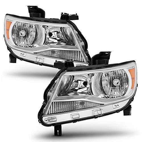 ACANII - For [Halogen Model Only] 2015-2022 Chevy Colorado Chrome Headlights Headlamps Replacement Driver & Passenger