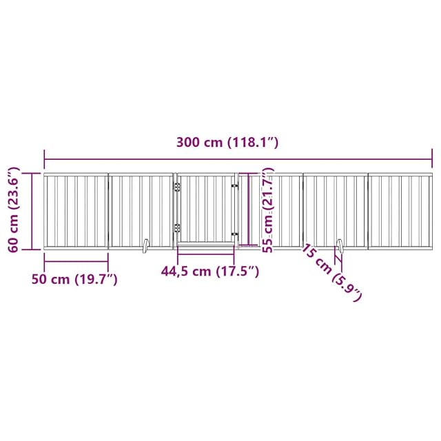 Foto 3 de 8 de vidaXL Puerta para Perros con Puerta Plegable de 6 Paneles, 300 cm