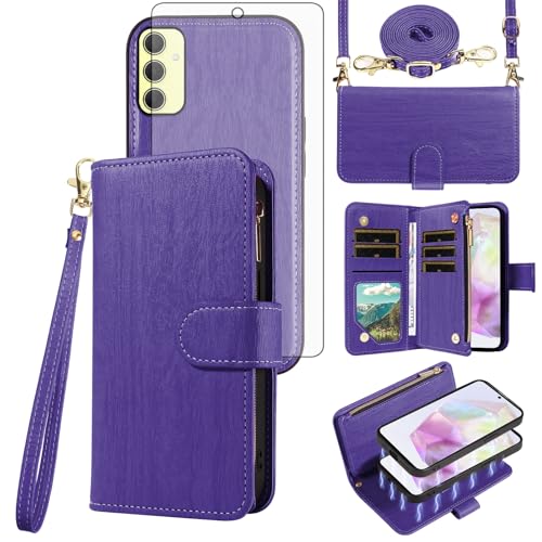 Protection Samsung Galaxy A35 5G antichoc violette avec vitre en verre trempé et cordon