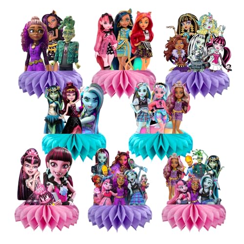 8Pcs Monster-High Honeycomb Table Centerpiece High Birthday Party Supplies Table Decorations for Kids Party Decorations