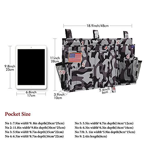 Image of Surblue Bedside Caddy Hanging Organizer Bedside Storage Bag for Bunk and Hospital Beds (City)