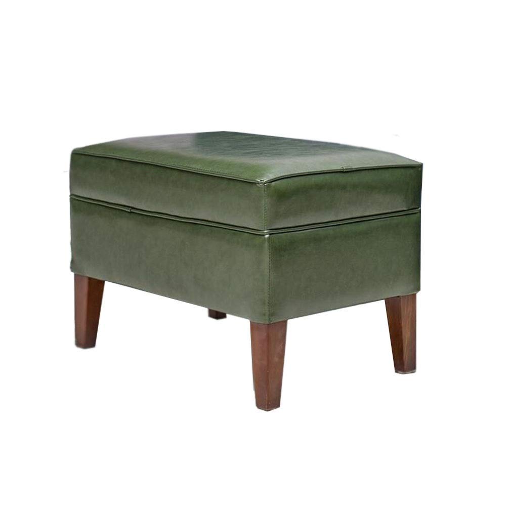Repose-pieds ottoman 75 cm en similicuir et pieds en bois massif pour salon