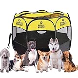 Parc Animalier Pliable et imperméable pour Chiots, Chiens, Chats et Lapins : Polyvalent et transportable, idéal pour l'intérieur 91 x 91 x 58 (Jaune, Moyen)