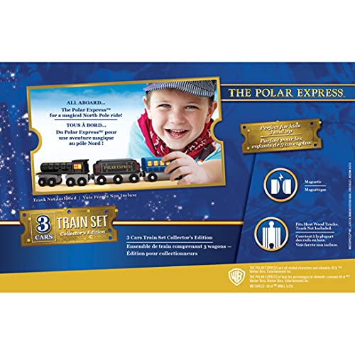 Masterpieces Polar Express-trein, 3-delige set, officieel gelicentieerd Collector's Edition speelgoed, houten magnetische motor en auto's, kinderen, peuters, jongens en meisjes, vanaf 3 jaar - Image 3