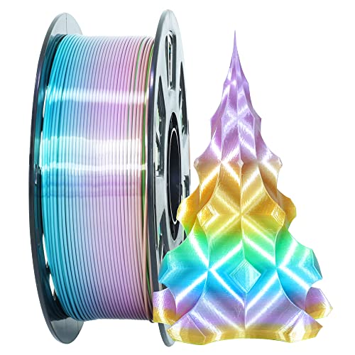 Image of Silk Shiny Blue Purple Fast Color Changed Multi-Colored Rainbow PLA Filament, 1.75mm 1KG 2.2LBS Shining 3D Printing Material with Fast Random Color Gradually Changed, Pack with Printer Tool by MIKA3D