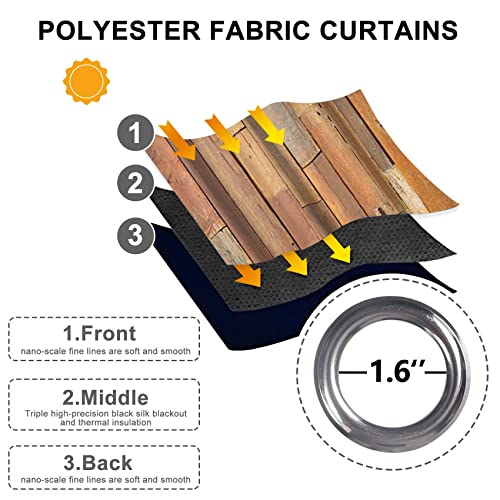 Baocicco Rustic Vertical Wood Planks Blackout Window Curtain Brown Wooden Boards Texture Print Drapes With Grommets Rural Farmhouse Decor Curtains For Living Room Kitchen 2 Panels 42X96 Inch #TOP4